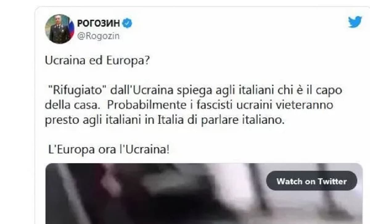 Ucraina, direttore dell'agenzia spaziale russa posta il video di una rissa in metro a Roma ma è del 2018