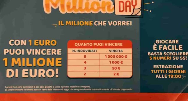 Million Day estrazione oggi lunedì 16 maggio 2022: numeri e combinazione vincente Million Day di oggi