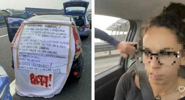 Va a 30km/h sull'A28, sperona polizia e si taglia le vene in diretta Instagram: la delirante protesta contro il caro-vita